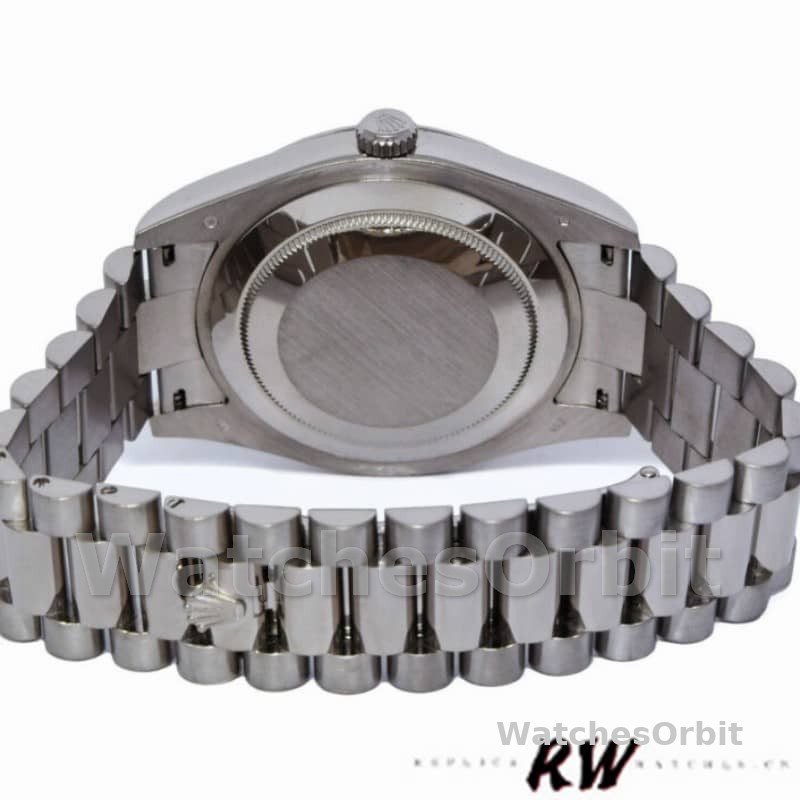 Rolex Day-Date 218239 Diamond Silver Dial White Gold 41MM Mens Replica Watch