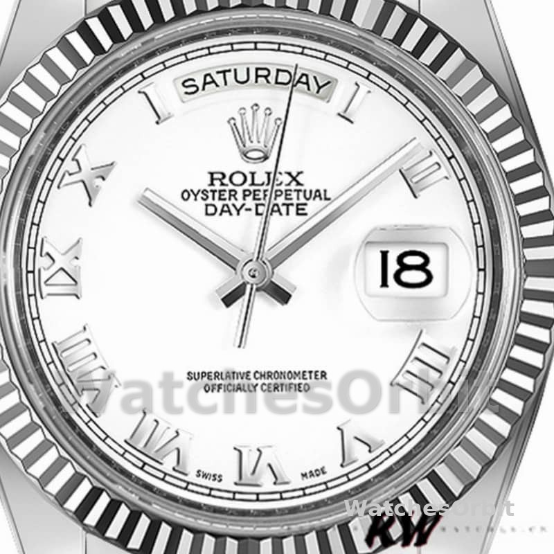 Rolex Day-Date 218239 White Roman Numerals Dial White Gold 41MM Mens Replica Watch
