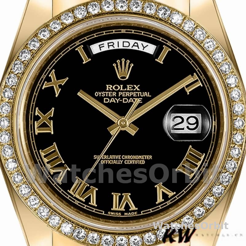 Rolex Day-Date 218348 Black Roman Dial 41MM Mens Replica Watch