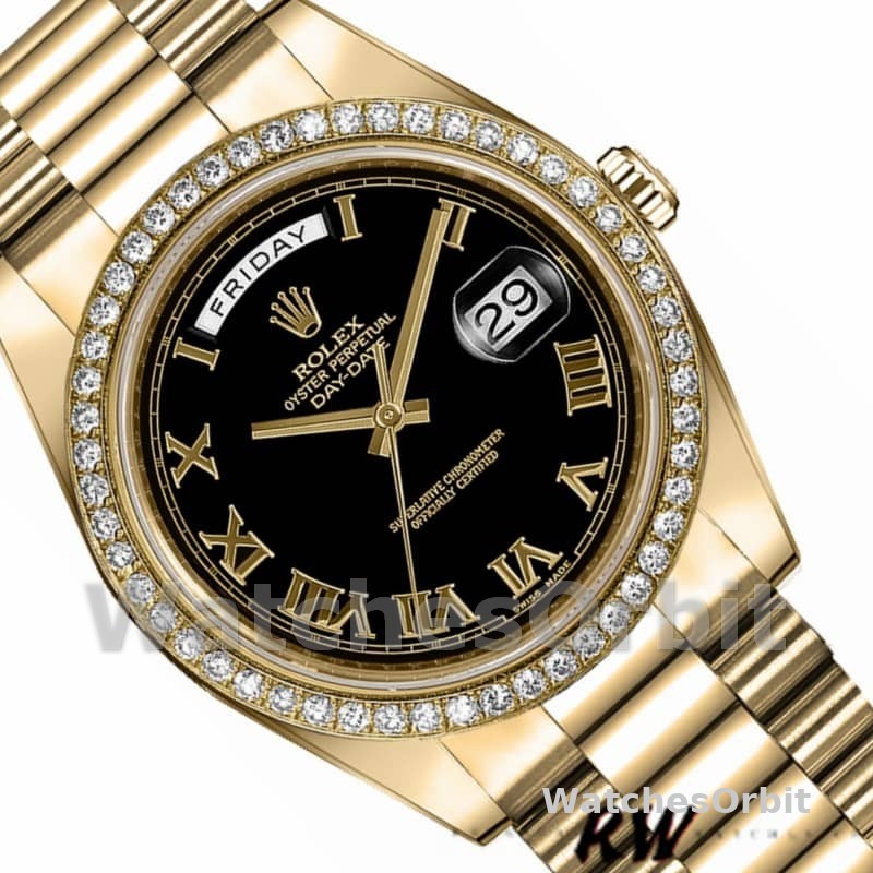 Rolex Day-Date 218348 Black Roman Dial 41MM Mens Replica Watch