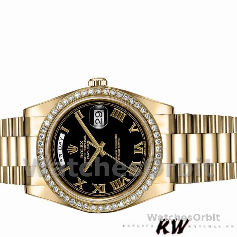Rolex Day-Date 218348 Black Roman Dial 41MM Mens Replica Watch