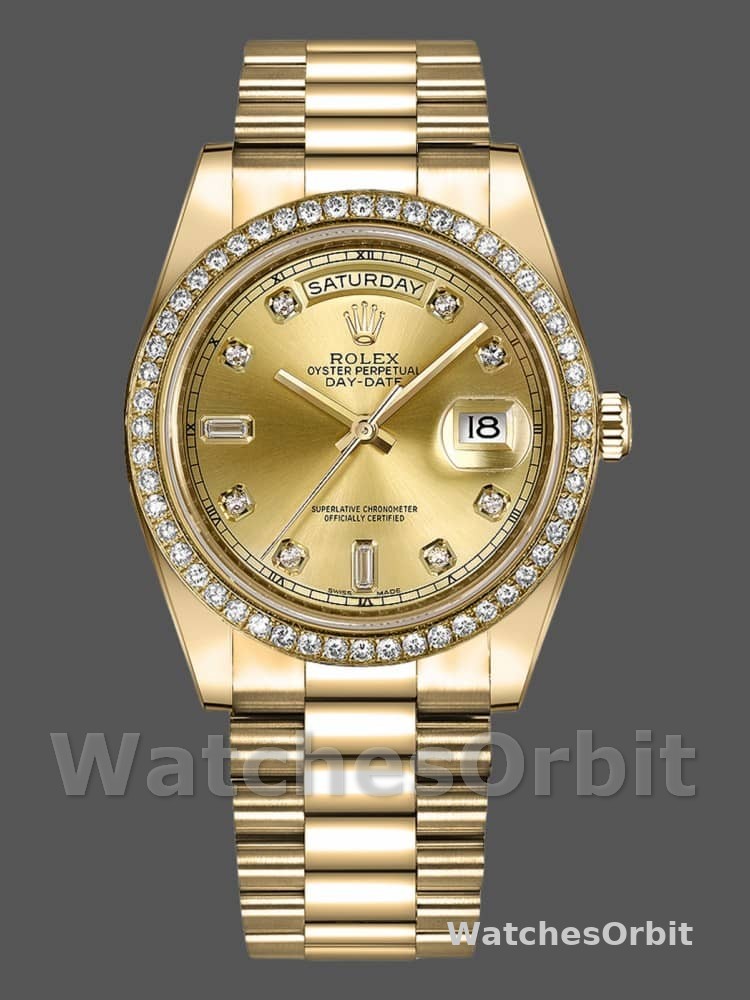 Rolex Day-Date 218348 Champagne Diamonds Dial 41MM Mens Replica Watch