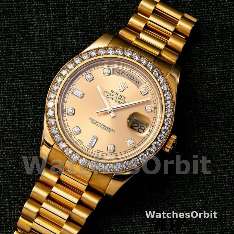 Rolex Day-Date 218348 Champagne Diamonds Dial 41MM Mens Replica Watch
