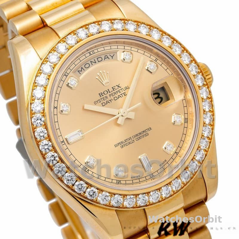 Rolex Day-Date 218348 Champagne Diamonds Dial 41MM Mens Replica Watch