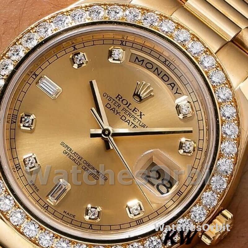Rolex Day-Date 218348 Champagne Diamonds Dial 41MM Mens Replica Watch