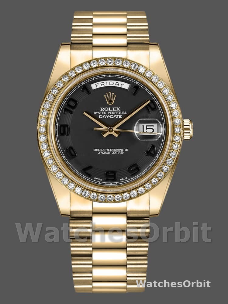 Rolex Day-Date 218348 Concentric Circle Black Dial 41MM Mens Replica Watch