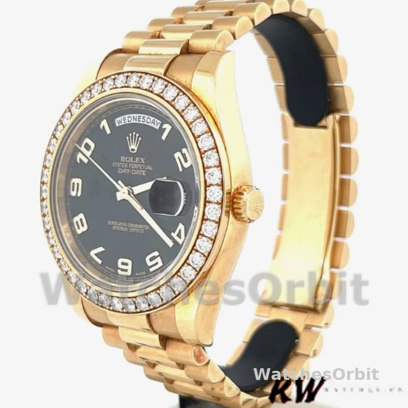 Rolex Day-Date 218348 Wave Black Dial 41MM Mens Replica Watch