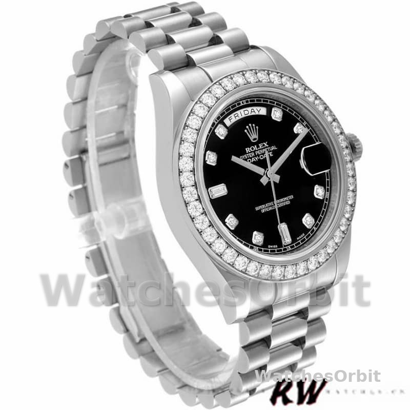 Rolex Day-Date 218349 Black Diamond Dial 41MM Mens Replica Watch