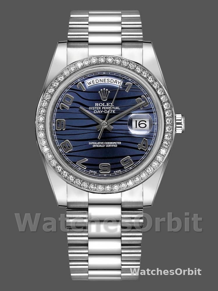 Rolex Day-Date 218349 Wave Blue Dial 41MM Mens Replica Watch