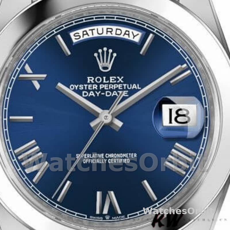 Rolex Day-Date 228206 Blue Roman Numeral Dial Platinum 40MM Mens Replica Watch
