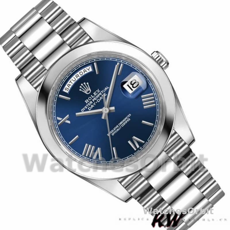 Rolex Day-Date 228206 Blue Roman Numeral Dial Platinum 40MM Mens Replica Watch