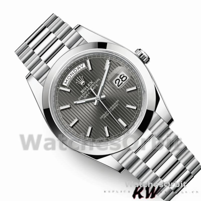 Rolex Day-Date 228206 Dark Rhodium Grey Dial Platinum 40MM Mens Replica Watch