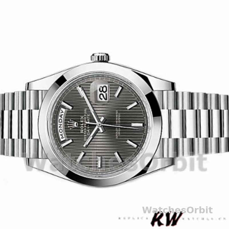 Rolex Day-Date 228206 Dark Rhodium Grey Dial Platinum 40MM Mens Replica Watch