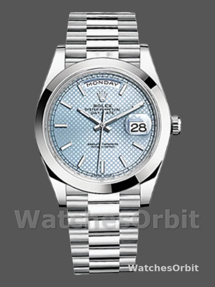 Rolex Day-Date 228206 Ice Blue Motif Dial Platinum 40MM Mens Replica Watch