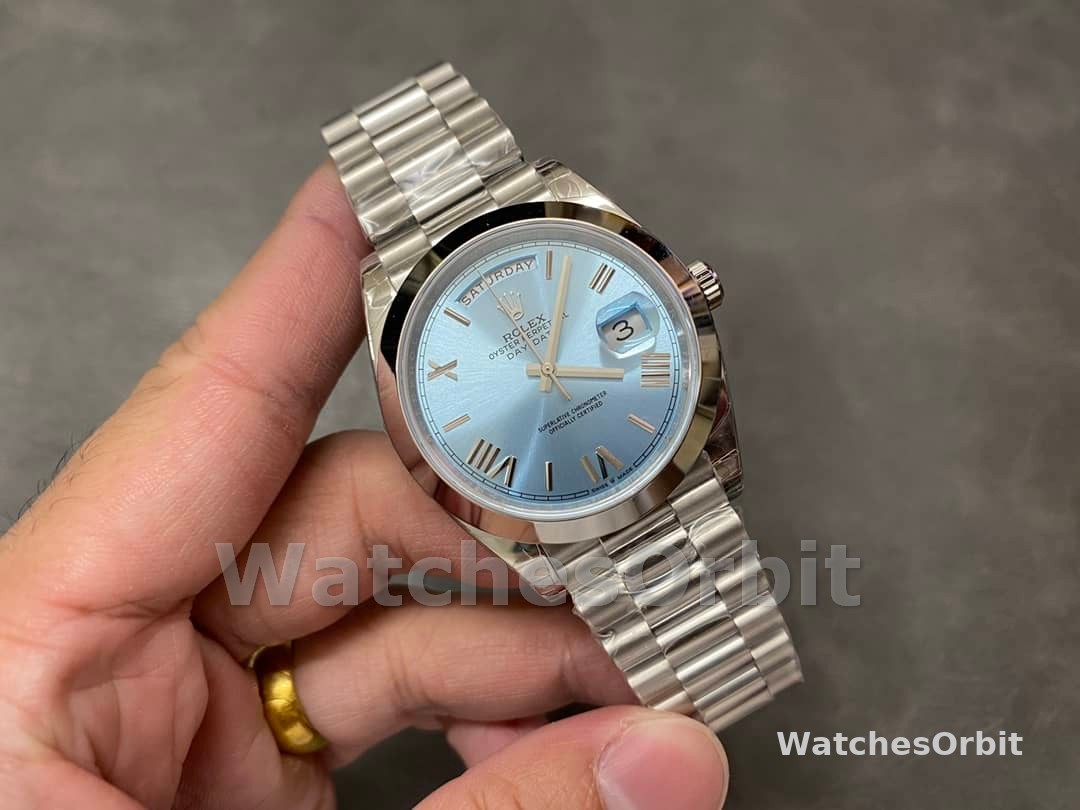 Rolex Day-Date 228206 Ice Blue Quadrant Dial Platinum 40MM Mens Replica Watch