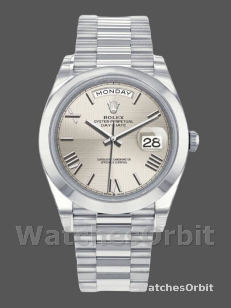 Rolex Day-Date 228206 Silver Roman Numeral Dial Platinum 40MM Mens Replica Watch