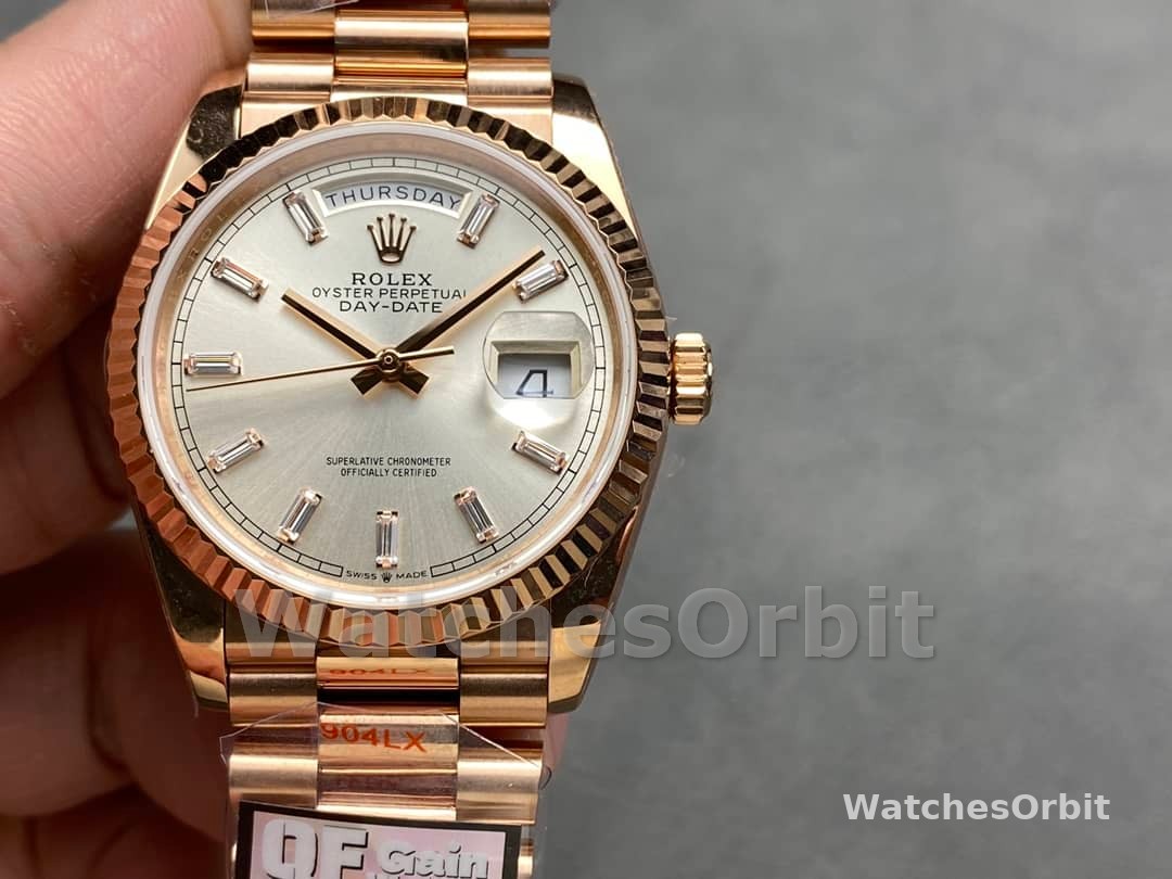 Rolex Day-Date 228235 Sundust Index Dial Fluted Bezel 40mm Mens Replica Watch
