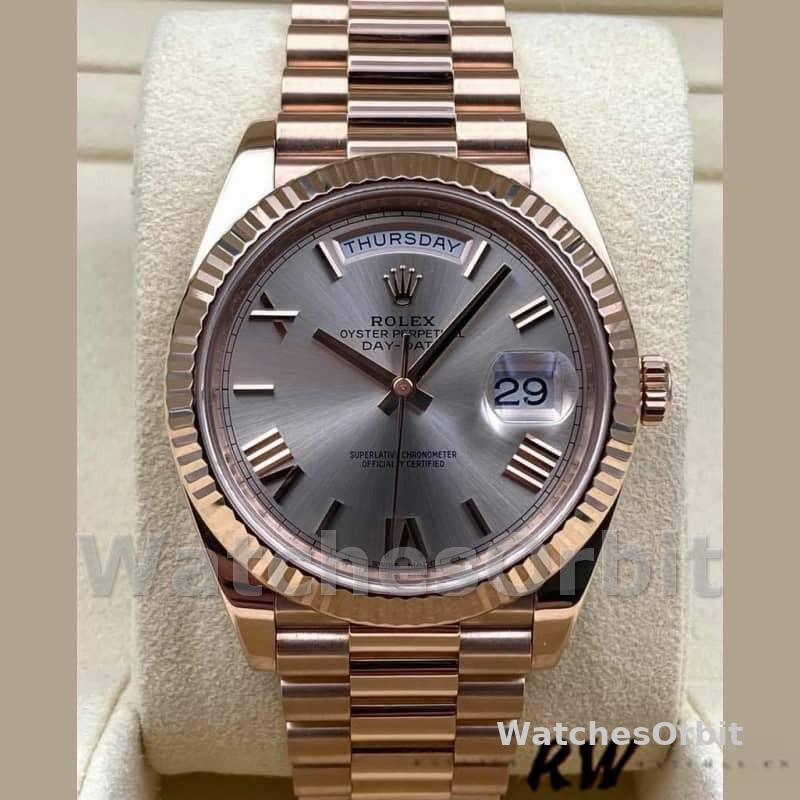 Rolex Day-Date 228235 Sundust Roman Numeral Dial Fluted Bezel 40mm Mens Replica Watch