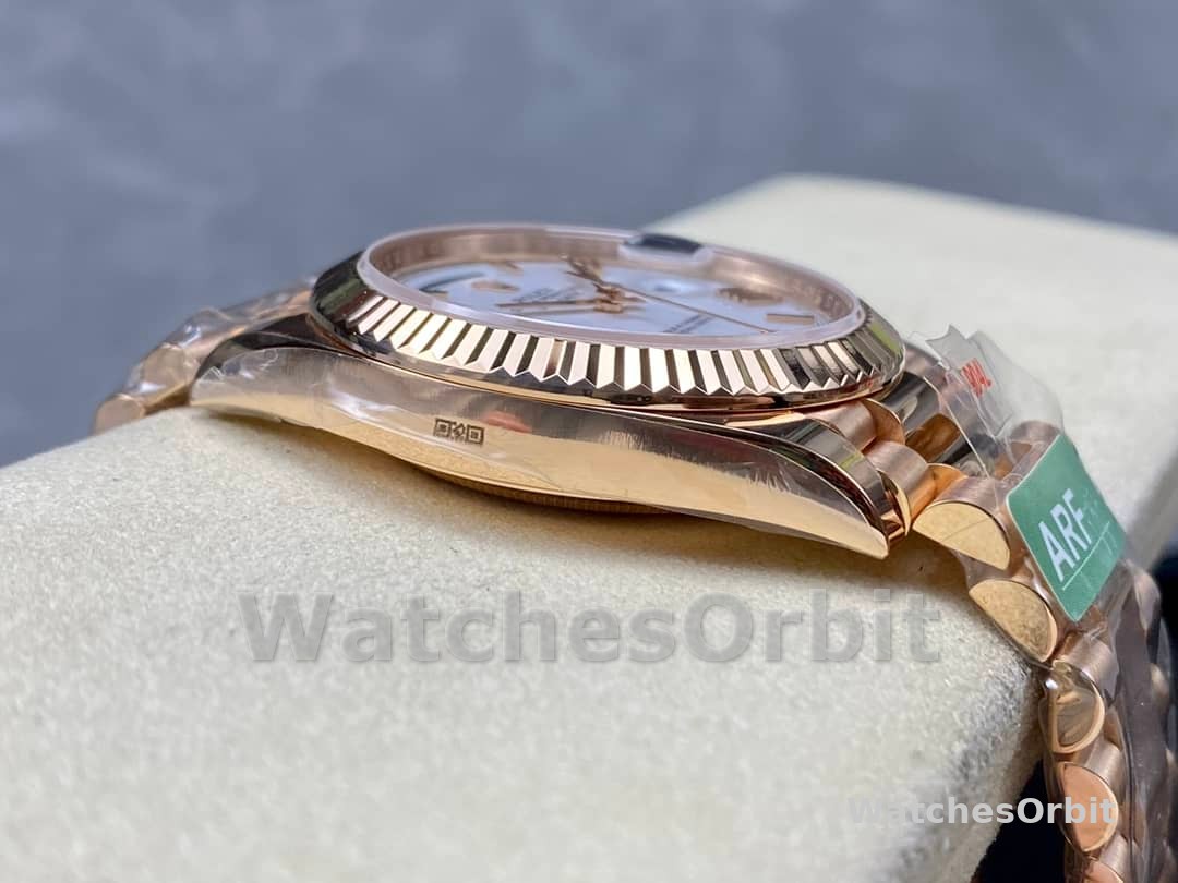Rolex Day-Date 228235 White Roman Numeral Dial Fluted Bezel 40mm Mens Replica Watch