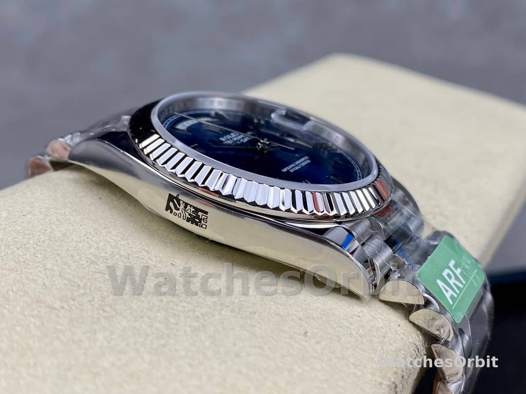 Rolex Day-Date 228239 Blue Roman Dial Fluted Bezel 40mm Mens Replica Watch