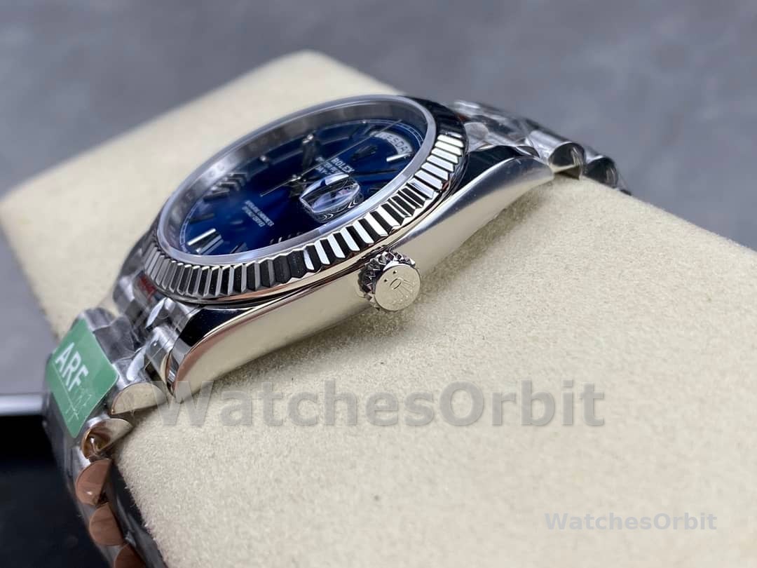 Rolex Day-Date 228239 Blue Roman Dial Fluted Bezel 40mm Mens Replica Watch