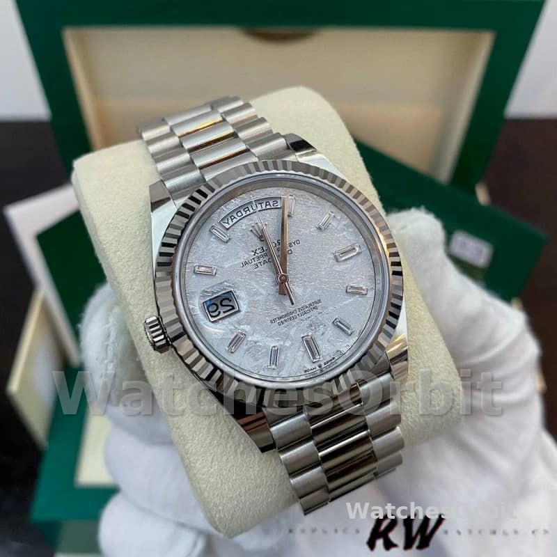 Rolex Day-Date 228239 Meteorite Grey Dial Fluted Bezel 40mm Mens Replica Watch