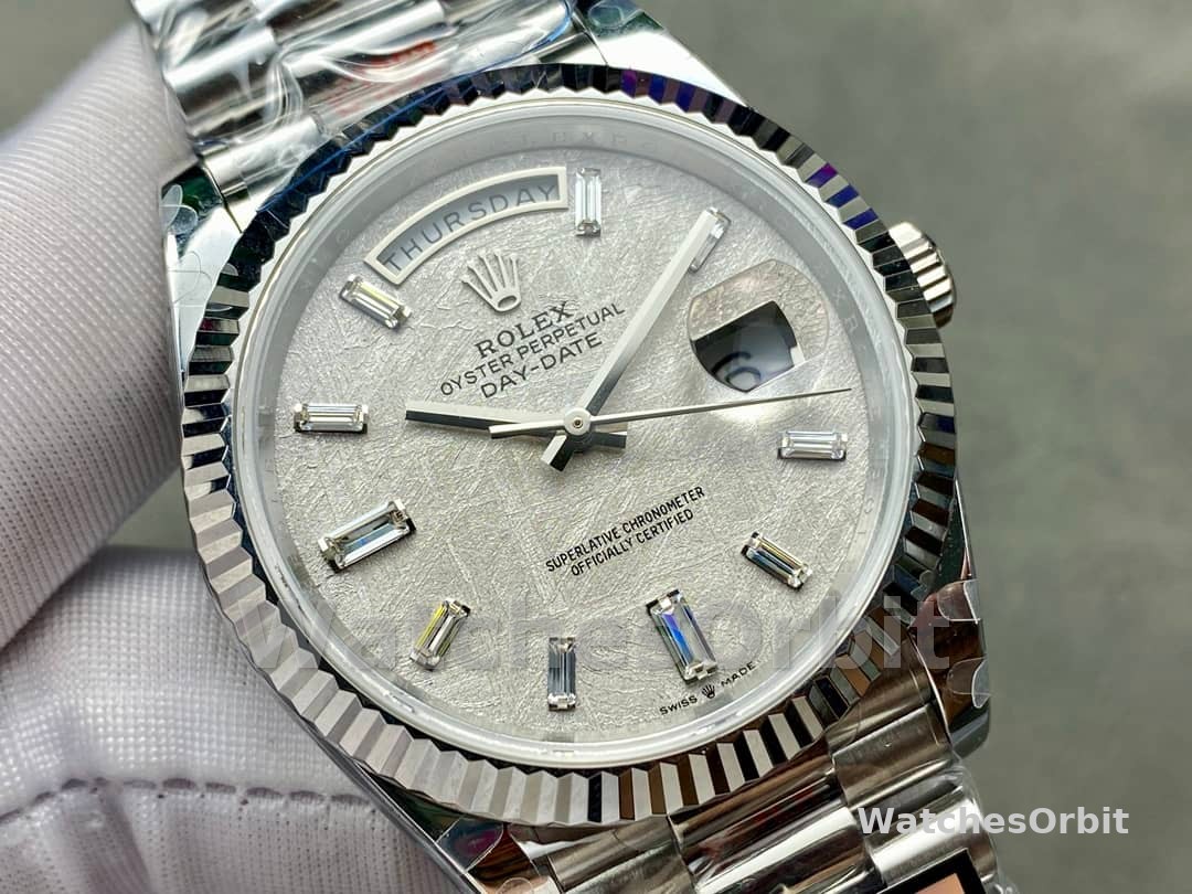 Rolex Day-Date 228239 Meteorite Grey Dial Fluted Bezel 40mm Mens Replica Watch