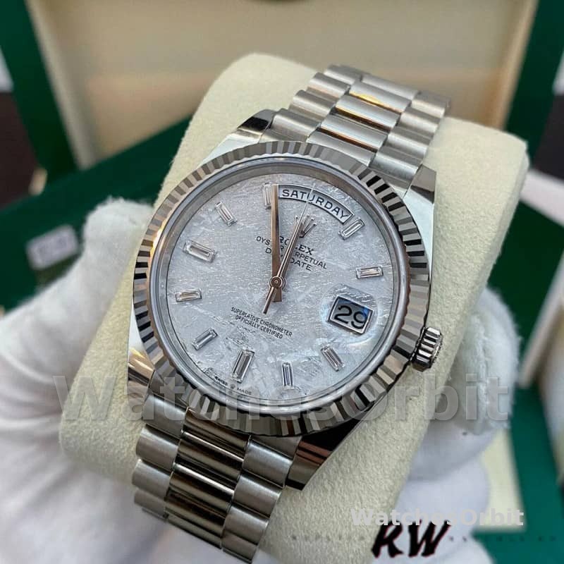 Rolex Day-Date 228239 Meteorite Grey Dial Fluted Bezel 40mm Mens Replica Watch