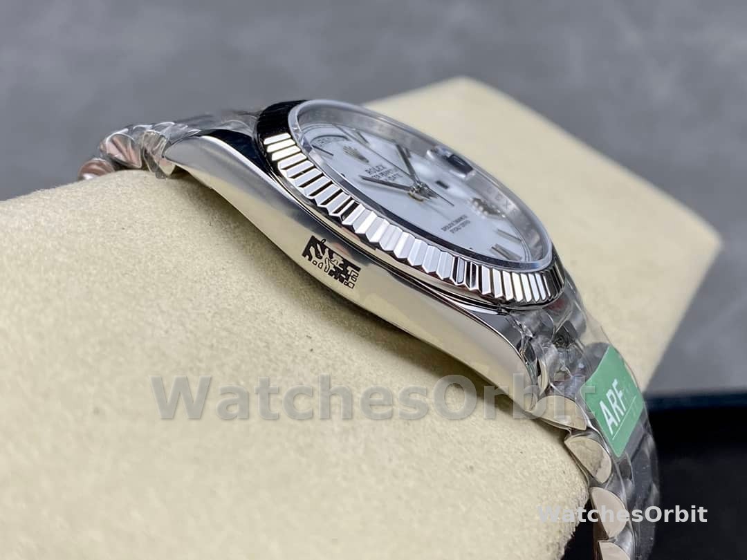 Rolex Day-Date 228239 White Roman Dial Fluted Bezel 40mm Mens Replica Watch