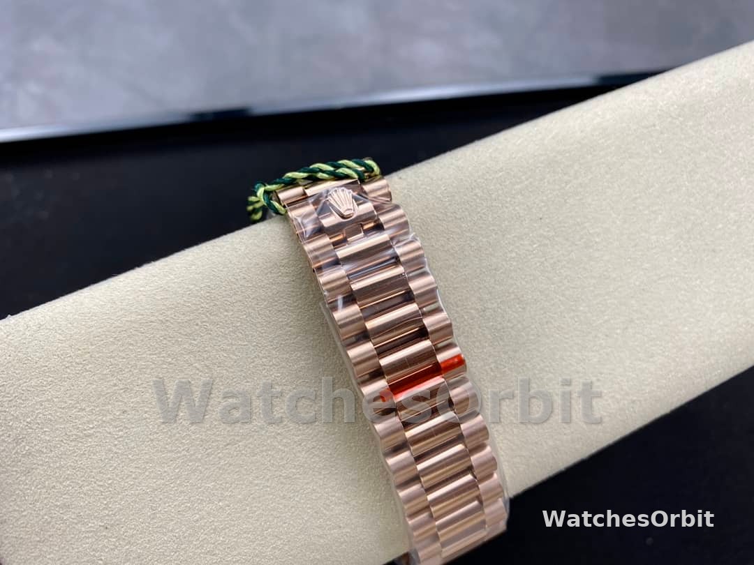 Rolex Day-Date 228345RBR 0011 Olive Green Roman Dial Diamond Bezel 40mm Mens Replica Watch