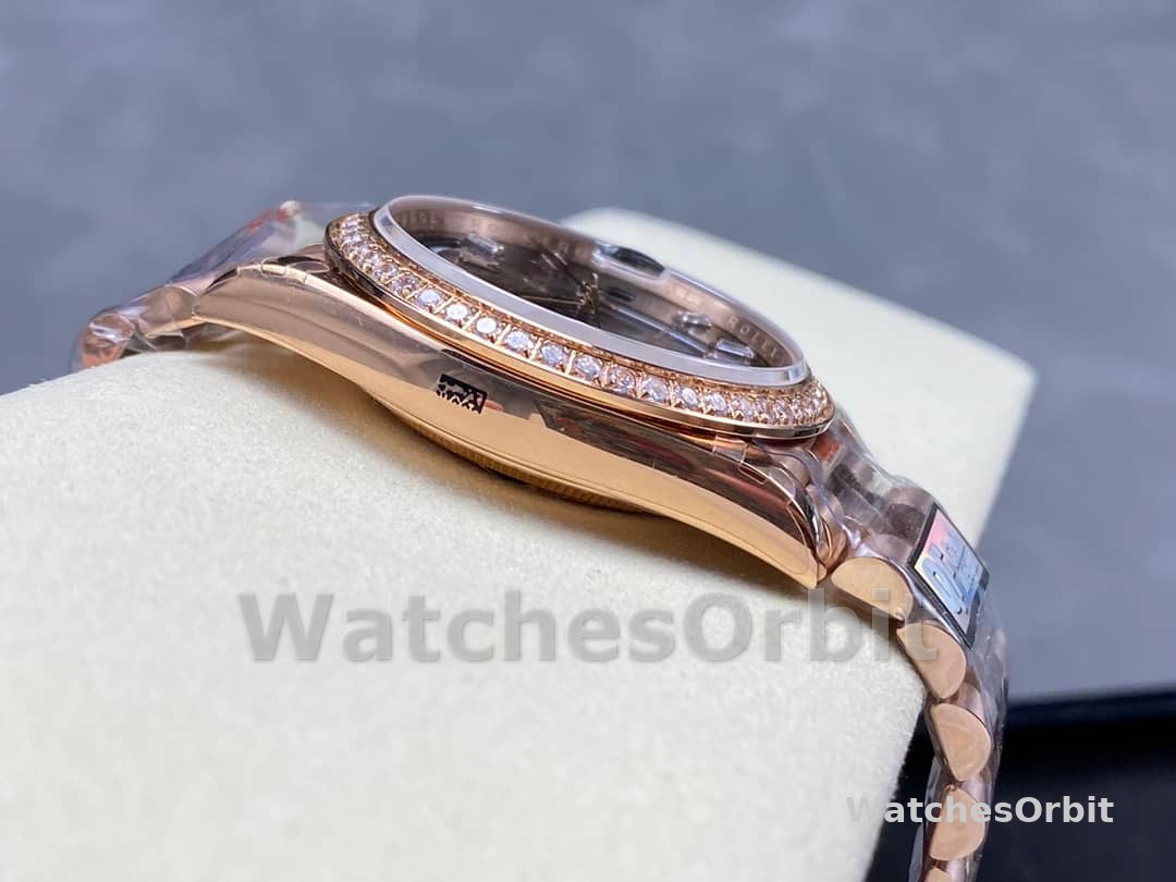 Rolex Day-Date 228345RBR Chocolate Brown Diamond Dial Diamond Bezel 40mm Mens Replica Watch