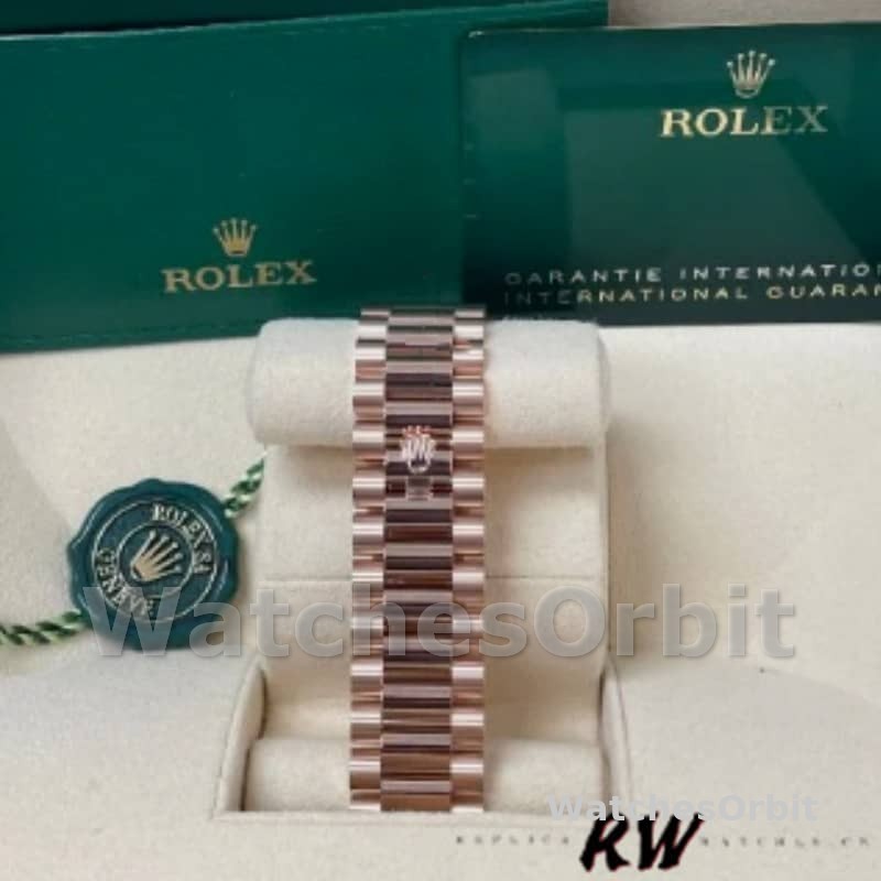 Rolex Day-Date 228345RBR Chocolate Brown Roman Dial Diamond Bezel 40mm Mens Replica Watch
