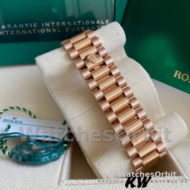 Rolex Day-Date 228345RBR White Roman Dial Diamond Bezel 40mm Mens Replica Watch