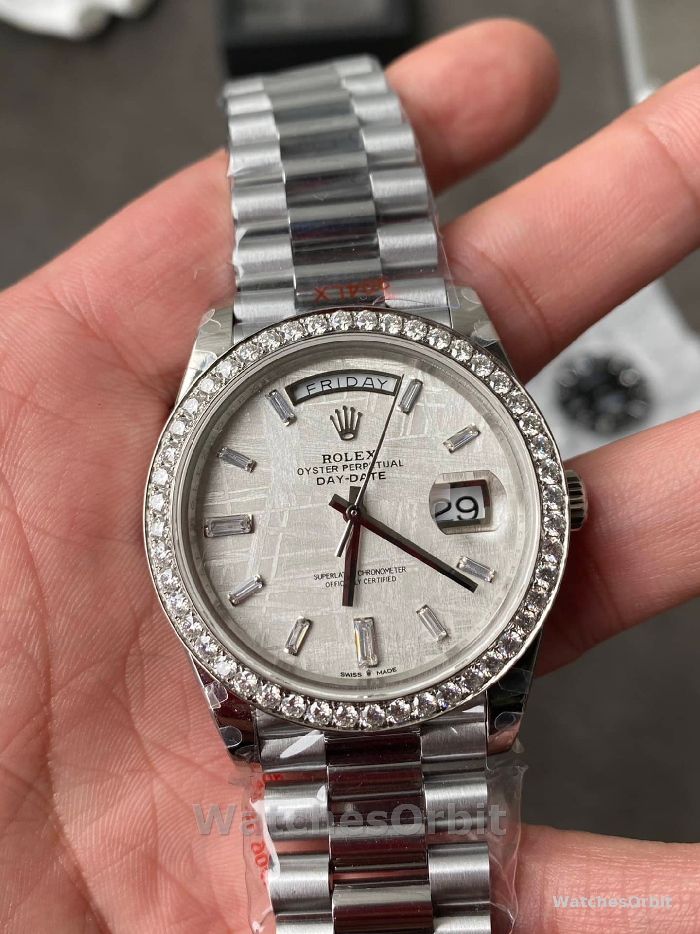 Rolex Day-Date 228349RBR Meteorite Dial Diamond Bezel 40mm Mens Replica Watch