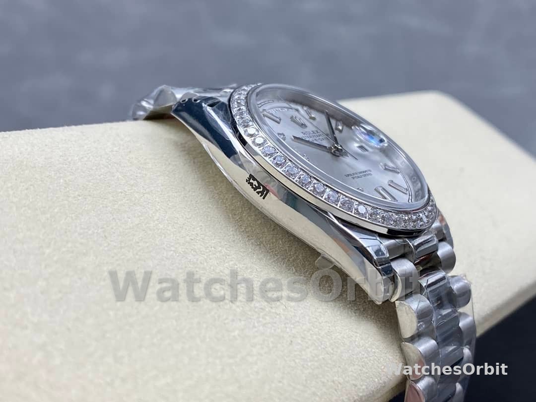 Rolex Day-Date 228349RBR Silver Dial Diamond Bezel 40mm Mens Replica Watch