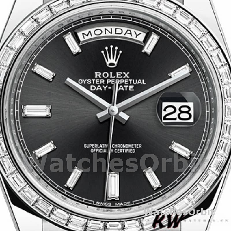 Rolex Day-Date 228396TBR Black Dial Diamond Bezel 40mm Mens Replica Watch
