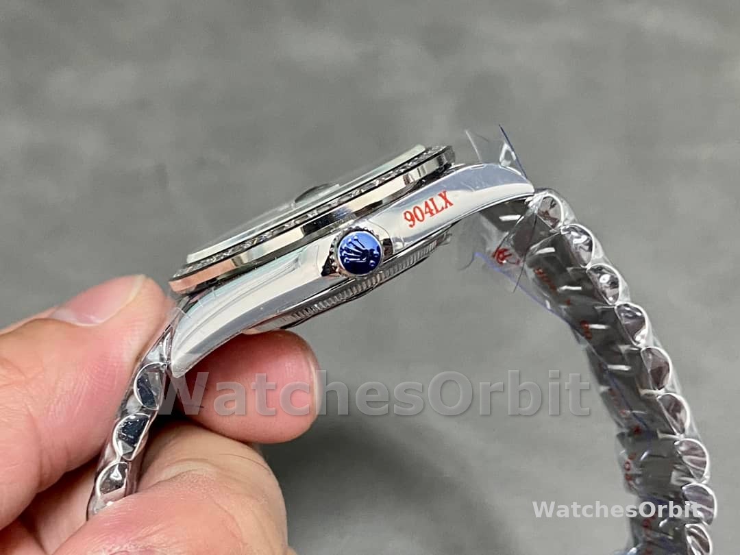 Rolex Day-Date 228396TBR Ice Blue Diamond Dial Diamond Bezel 40mm Mens Replica Watch