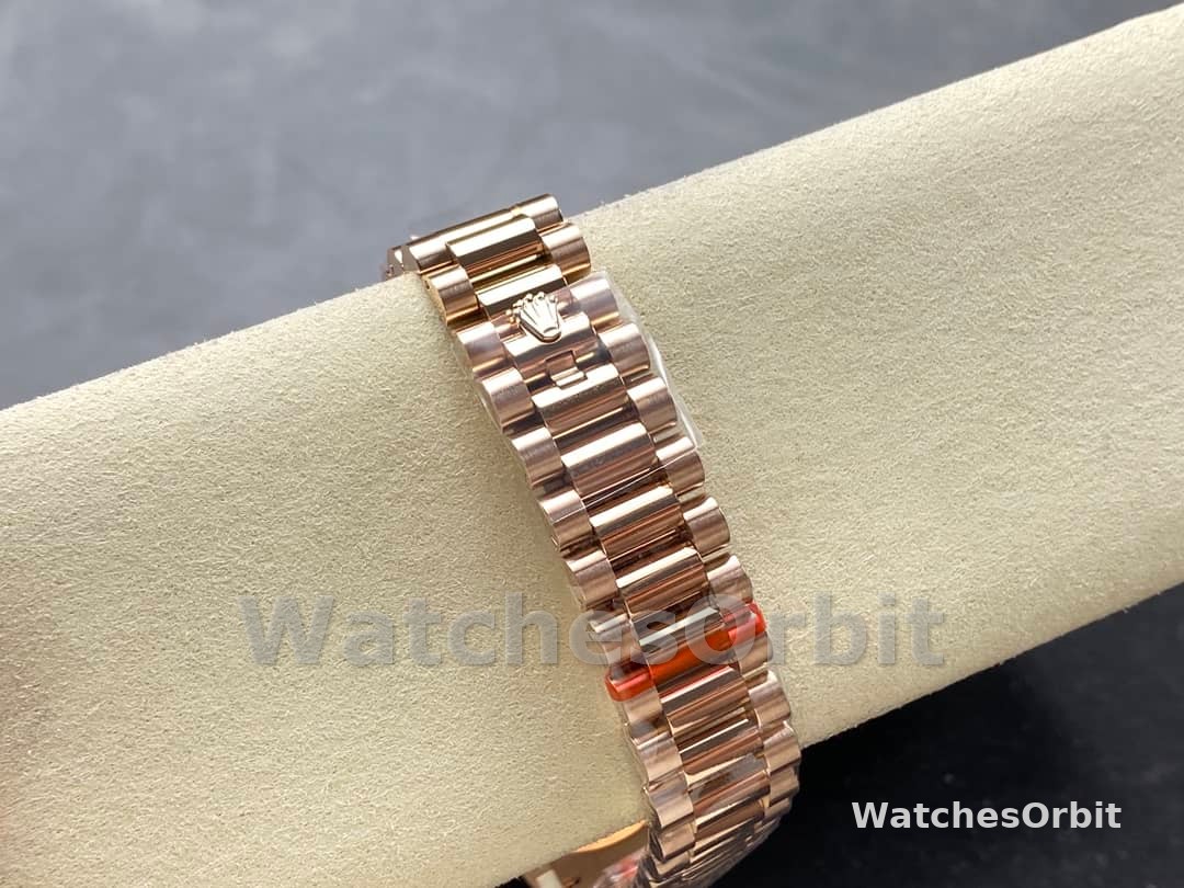 Rolex Day Date 36 Diamond Paved Dial Fluted Bezel 18K Everose gold 128235 0039 President Watch