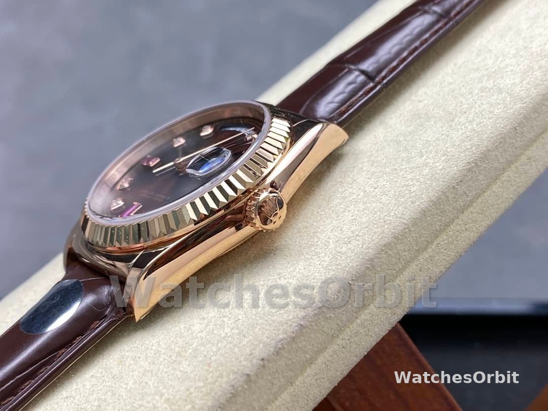 Rolex Day Date 36 Everose Diamond Chocolate 118135 0020 Watch