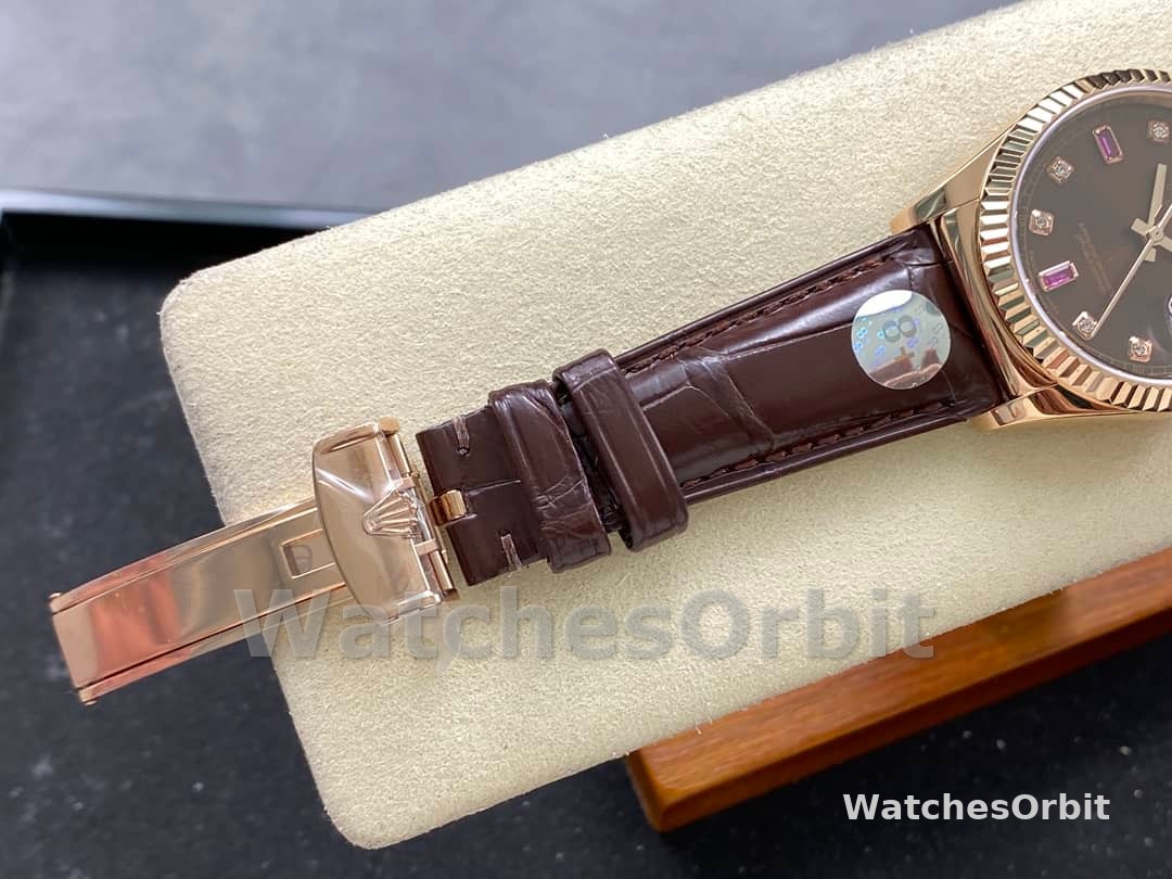 Rolex Day Date 36 Everose Diamond Chocolate 118135 0020 Watch