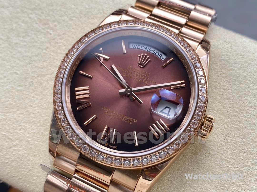 Rolex Day Date 36 Everose Gold Diamond Bezel m128345rbr 0075