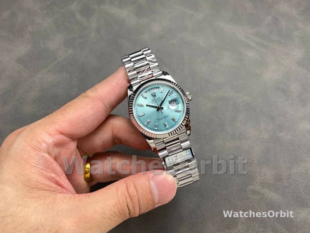 Rolex Day Date 36 Fluted Bezel Platinum Bracelet 128236 0009