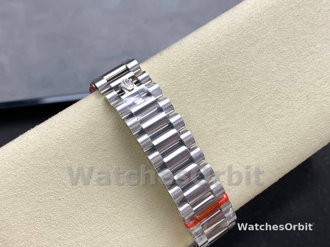 Rolex Day Date 36 Platinum Pink Opal Diamond-Set Roman Dial Diamond Bezel m128396tbr 0009