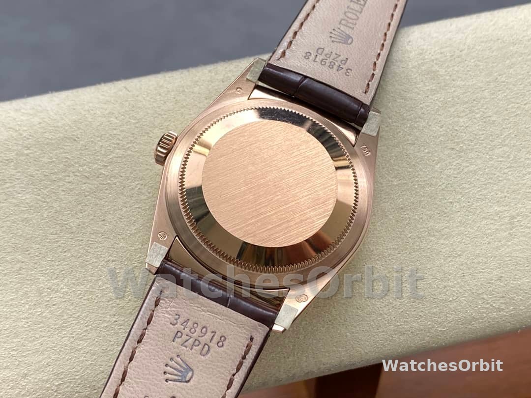 Rolex Day Date 36 White Dial 118135 0064 Brown Leather Watch
