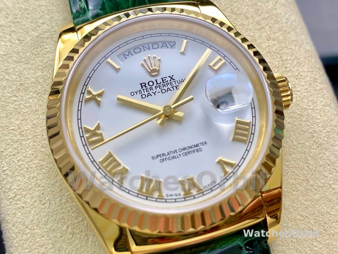 Rolex Day Date 36 White Dial Solid 18k Yellow Gold 118138 Roman