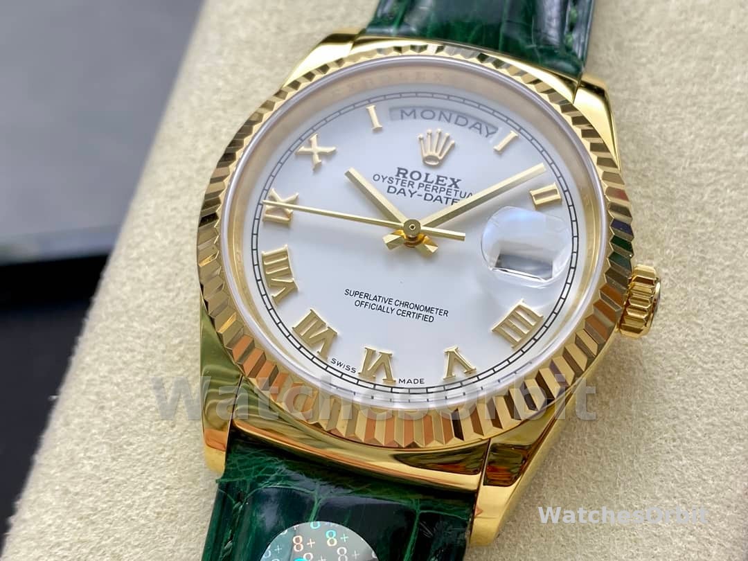 Rolex Day Date 36 White Dial Solid 18k Yellow Gold 118138 Roman