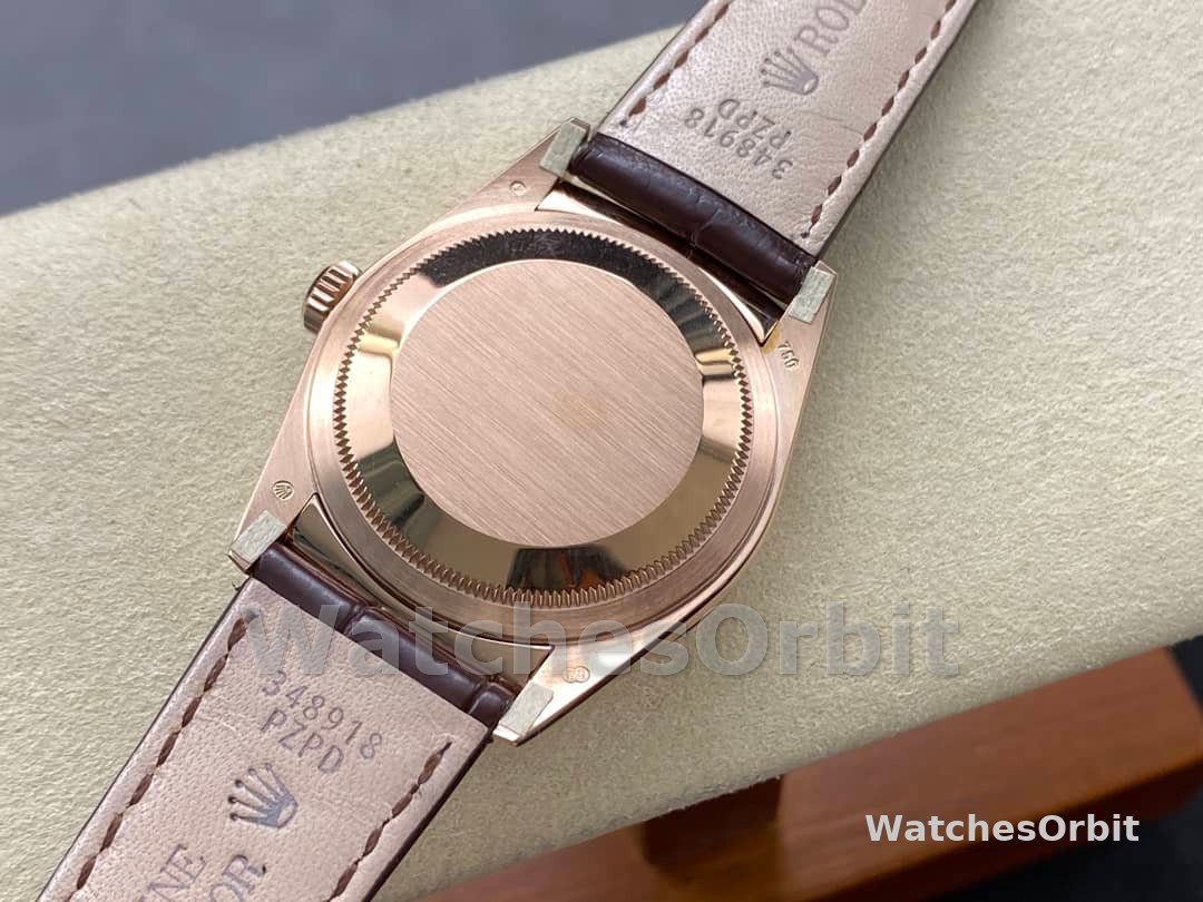 Rolex Day Date 36 Yellow Gold Case 118135 0101 Brown Leather Watch