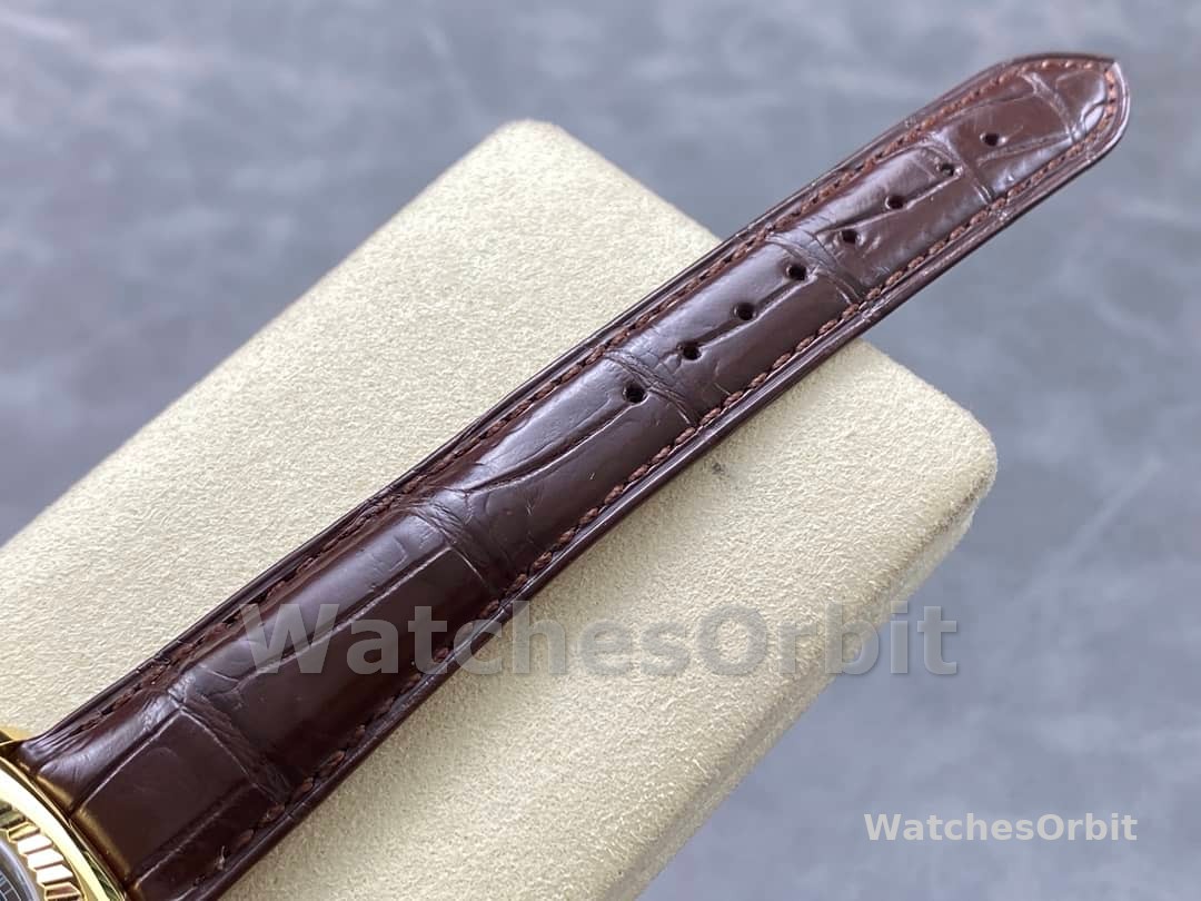 Rolex Day Date 36 Yellow Gold Chocolate Dial 118138 0005 Leather Watch