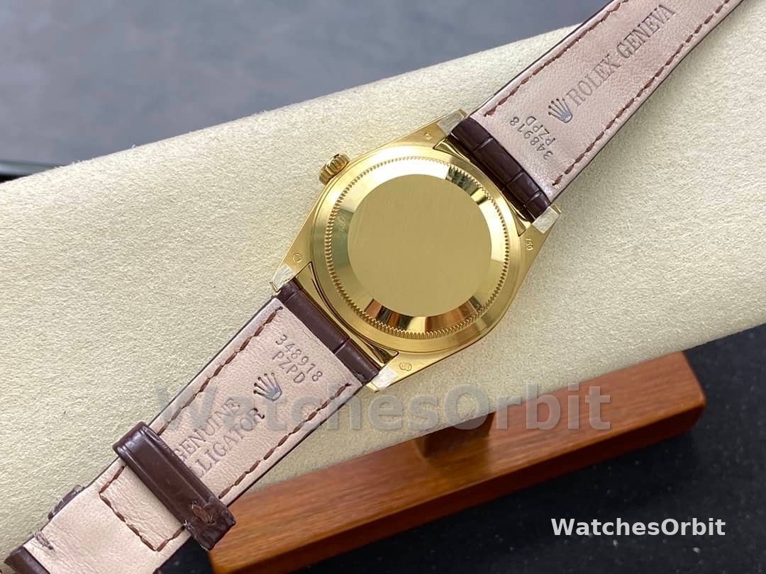 Rolex Day Date 36 Yellow Gold Chocolate Dial 118138 0005 Leather Watch