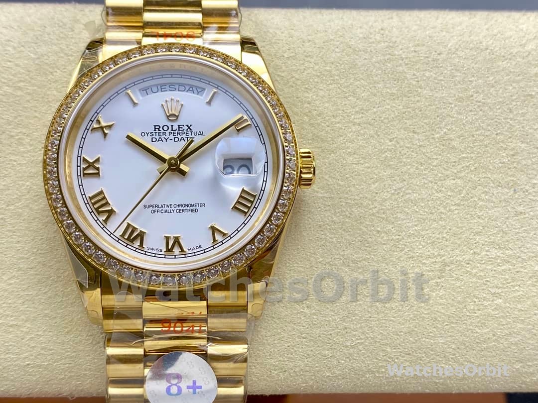 Rolex Day Date 36 Yellow Gold m128348rbr 0064 White Dial